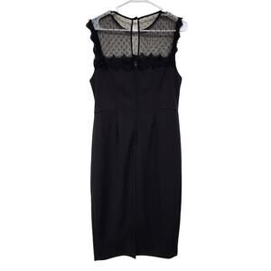 Premier Amour High Neck Lace Trim Pencil Dress Keyhole Back Black Size 12